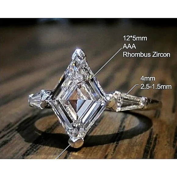 Sparkling Marquise Platinum 925 Silver Simulated Diamond Ring Silver Size‎ 6